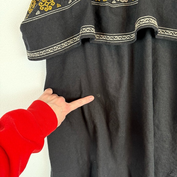 Madewell Linen Blend Embroidered Tier Black Boho Mini Dress Small - Picture 8 of 11